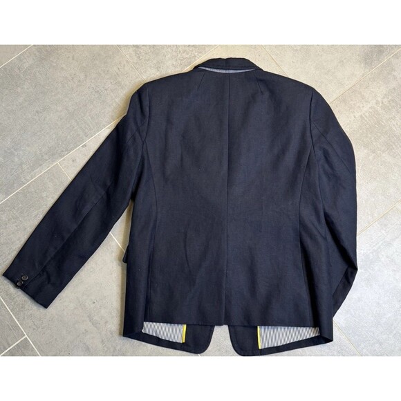 J Crew Womens Solid Navy Blue 100% Linen Regent Blazer Jacket Altered Size 12 - Picture 10 of 15